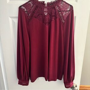 Elegant Lace Burgundy Women's Top